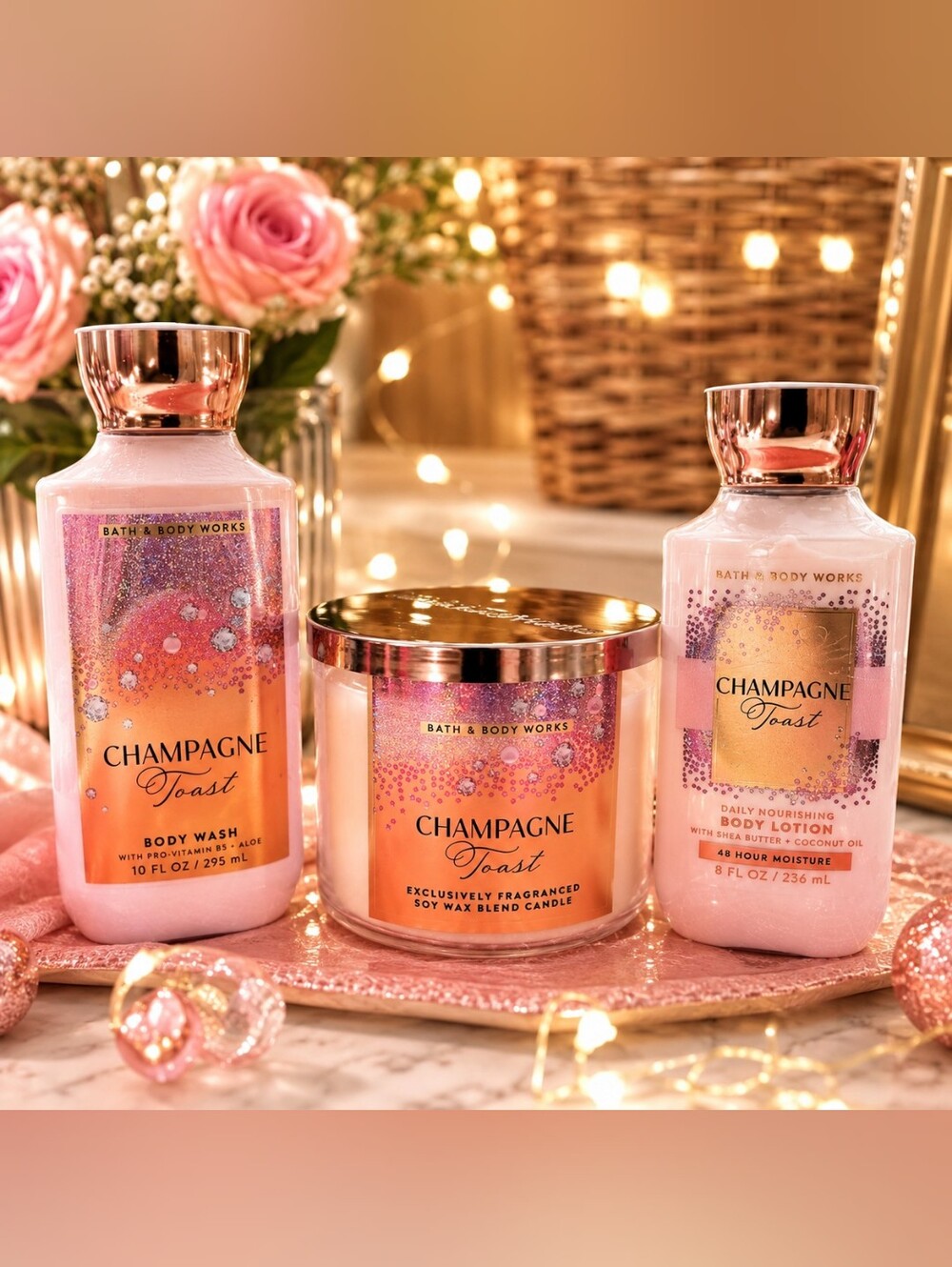 Bath & Body Works Champagne Toast Collection - Pink and Gold